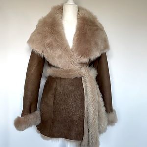 J Mendel Brown Shearling Coat Size XS